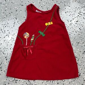 Blueberi Boulevard Red corduroy Dress with candy 3T